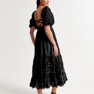Abercrombie & Fitch Emerson Eyelet Midi Dress in Black